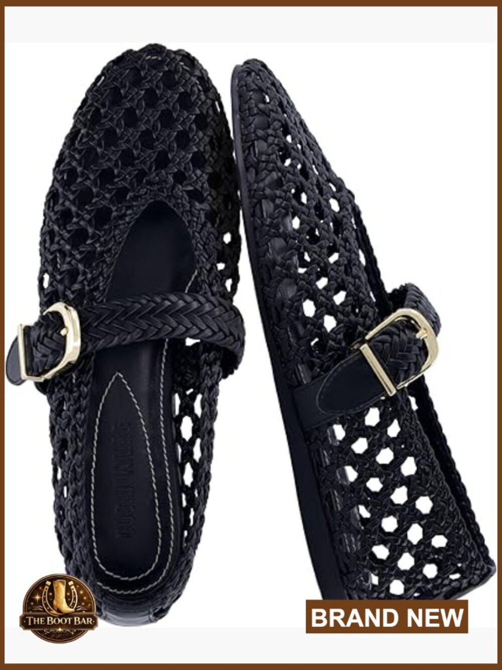 Hand Woven Women's Mary Jane Ballet Flats with Adjustable Buckle Braided Strap